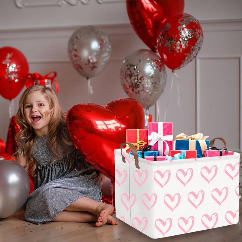 FXOCSHE Collapsible Nursery Laundry Basket - Waterproof, Pink Heart Room Decor for Home - Image 3